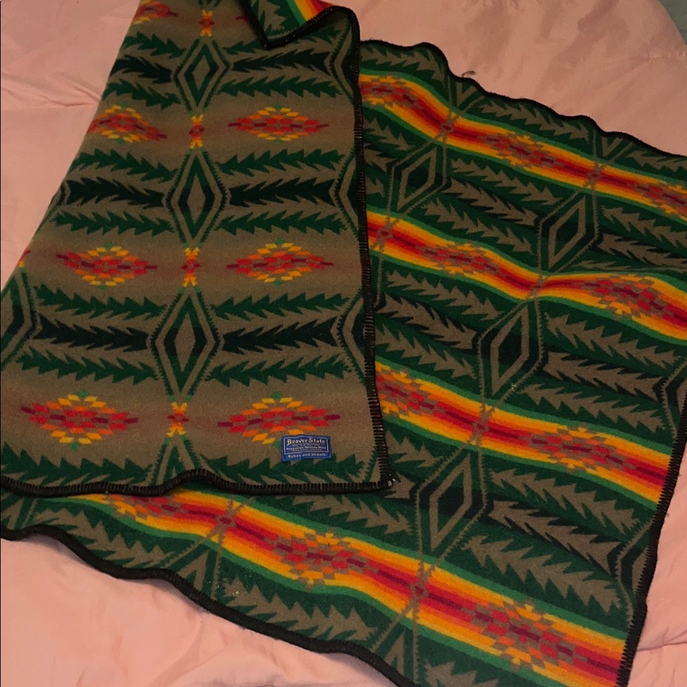 Pendleton Beaver Staye Multicolor Wool Blanket Shawl Southwest Tribal Design - Picture 3 of 3